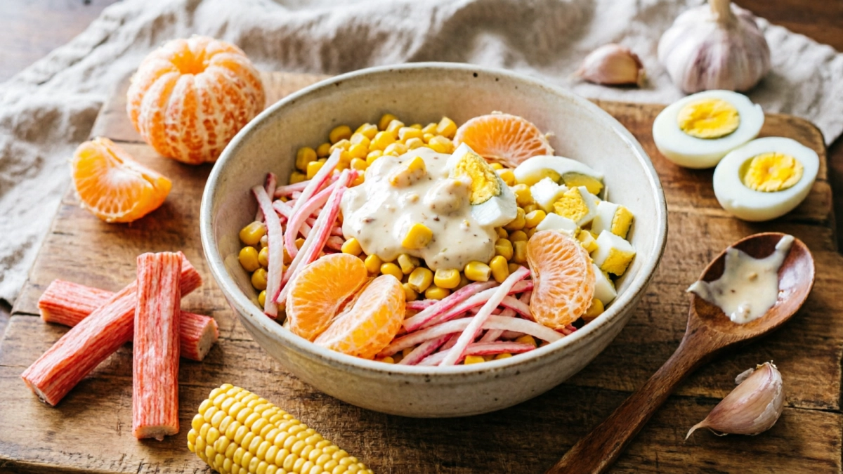 4 простых продукта в составе: уж очень вкусный салат на выходе — изысканный рецепт всего за 3 минуты