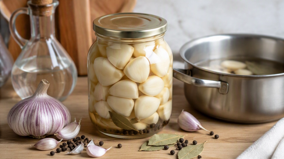 Без возни и закрутки — просто закрываю капроновыми крышками: маринованный чеснок хранится везде