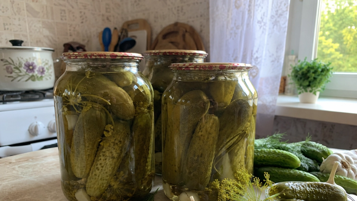 Закрываю огурчики по баварскому рецепту — выходят вкуснее любых магазинных: кристальный рассол и почти без уксуса