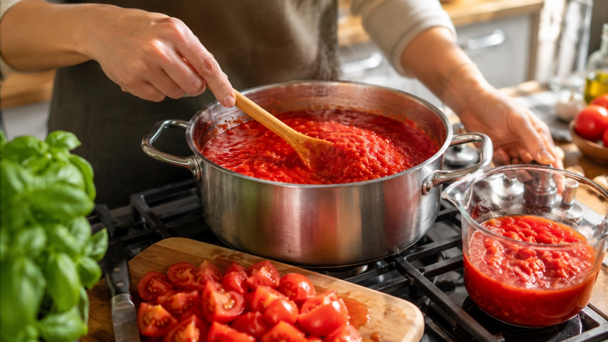 Томатный соус на зиму за 20 минут: в 3 раза вкуснее дорогого «Краснодарского» из магазина — гости не верят, что это домашняя заготовка