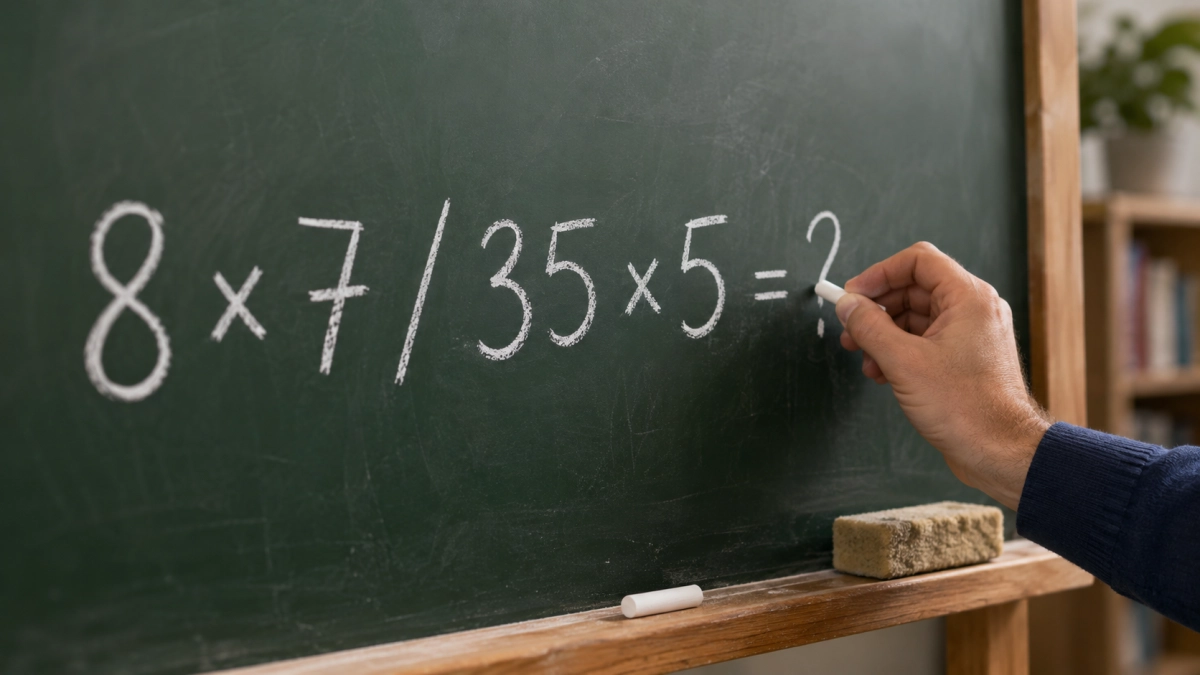 Этот пример решают неправильно даже отличники: 8 × 7 ÷ 35 × 5 = ? Оказалось, дело в одной детали