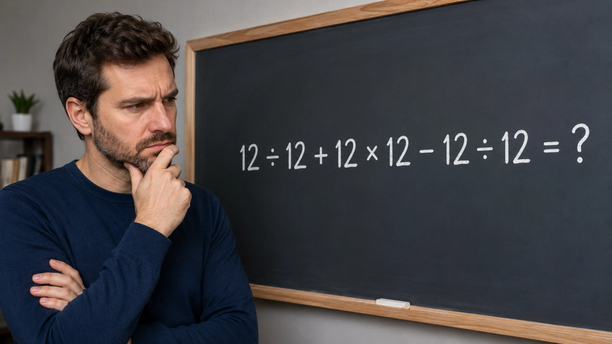 Красный диплом здесь не поможет: 12 ÷ 12 + 12 × 12 − 12 ÷ 12 — пример на минуту, а споров на полдня