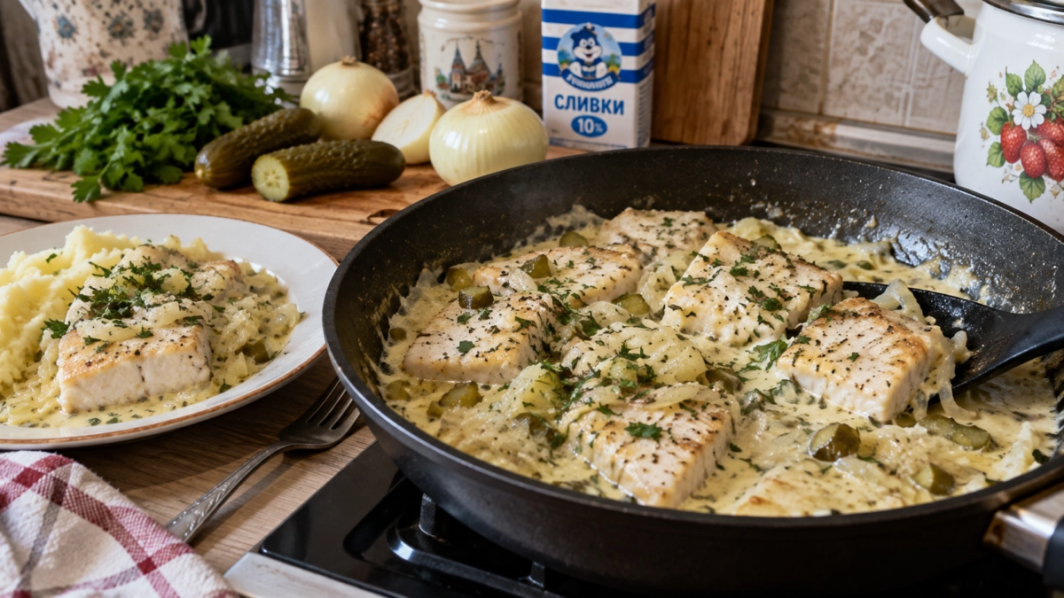 Минтай больше не жарю — тушу с луком и сливками: семья просит повторять снова и снова
