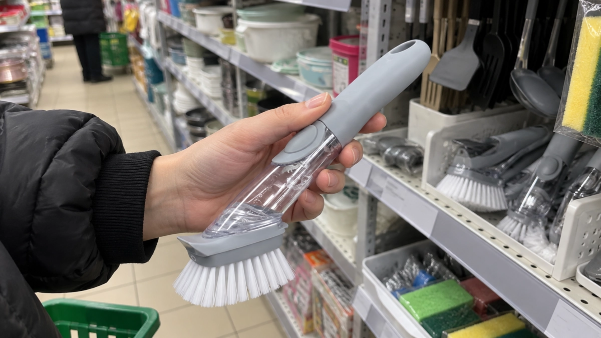 Зашёл в Fix Price за мелочью, а вышел с помощником за 59 рублей: щётка с дозатором — губки после неё лежат без дела