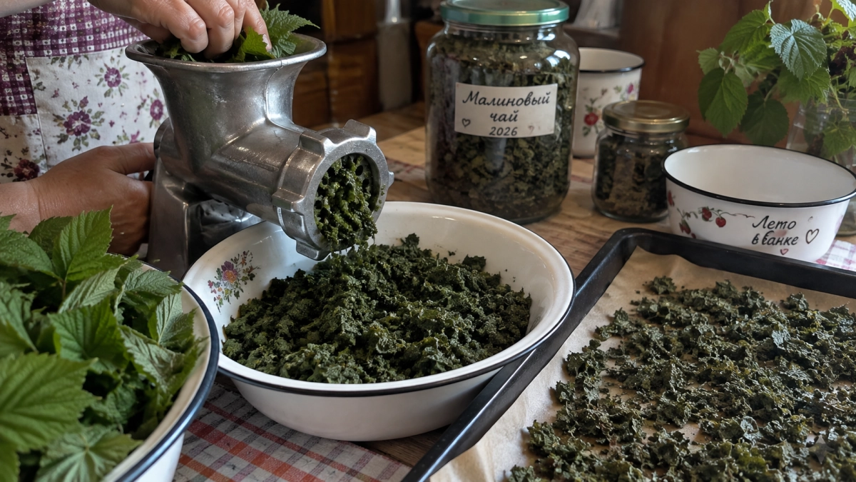 Малиновые листья больше не жгу: собираю, кручу через мясорубку и в морозилку — зимой достаю пакет за пакетом