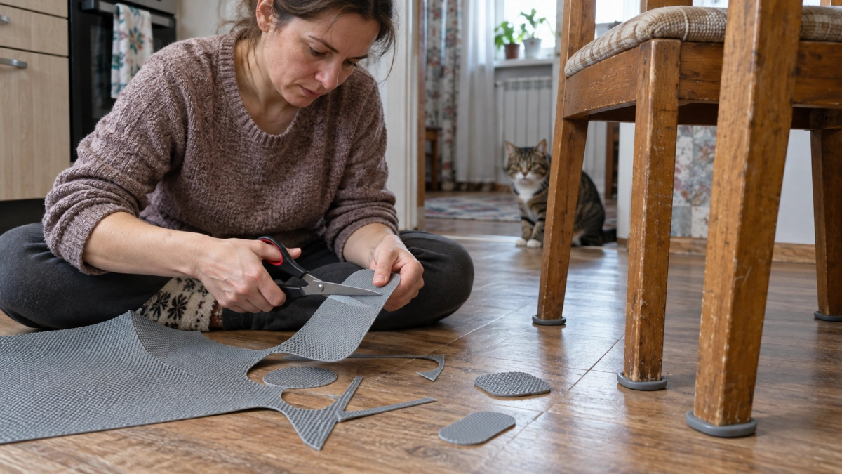 Силиконовый коврик из Fix Price режу ножницами — получаю десятки накладок: мебель больше не стучит и не царапает пол