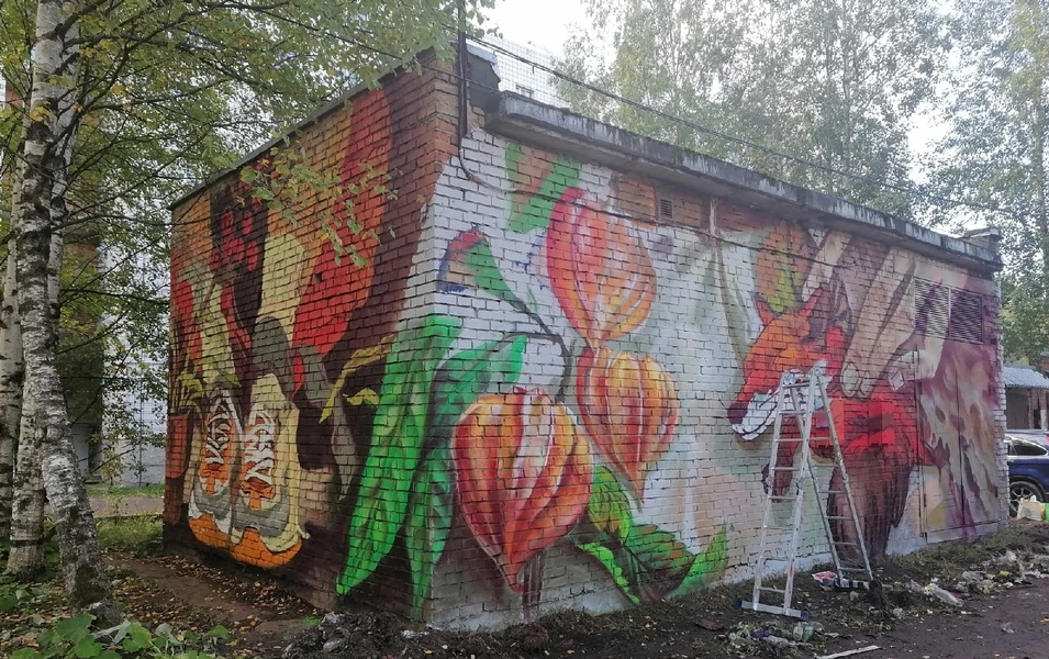 Сыктывкарский стрит-арт художник превратил старый тепловой пункт в искусство