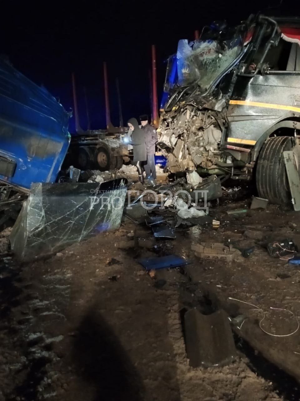 Под Сыктывкаром столкнулись два большегруза: один водитель погиб на месте