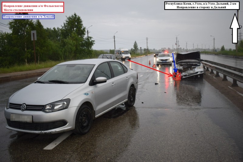 В Ухте столкнулись две иномарки: женщина за рулем Volkswagen не стала пропускать Hyundai