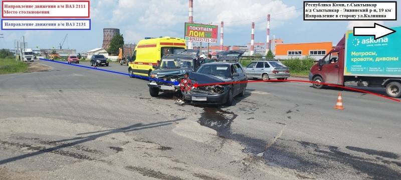 В Сыктывкаре два отечественных автомобиля не смогли поделить дорогу 