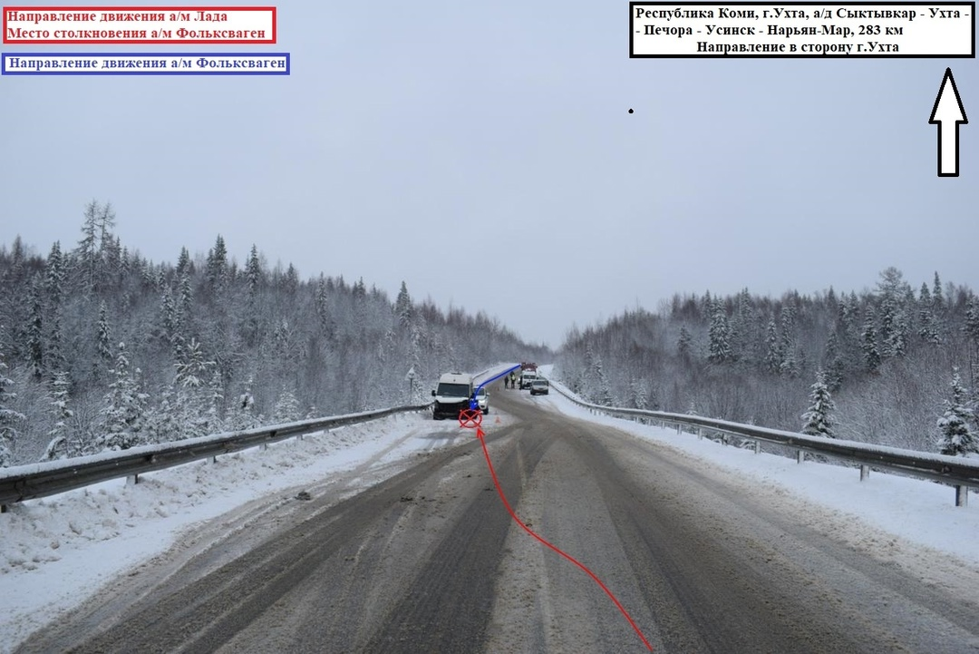 Дорожное ЧП под Ухтой: столкновение легковушки с микроавтобусом привело к серьезным травмам