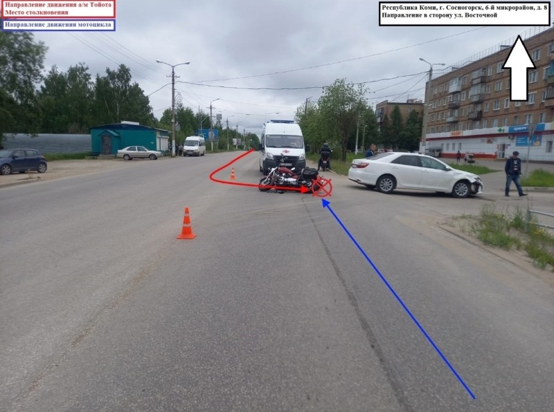 Мотоциклист пострадал при столкновении с иномарков в Коми 