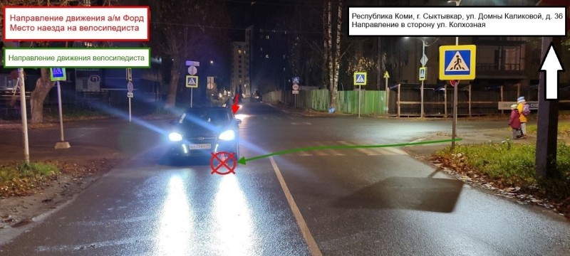 В Сыктывкаре маленький мальчик на велосипеде попал под колеса машины 