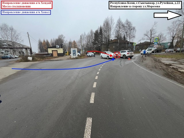 Hyundai не уступил дорогу Haval в Сыктывкаре и врезался в него