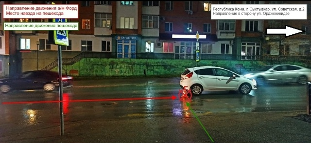 В Сыктывкаре водитель Ford Siesta сбила пешехода на "зебре"