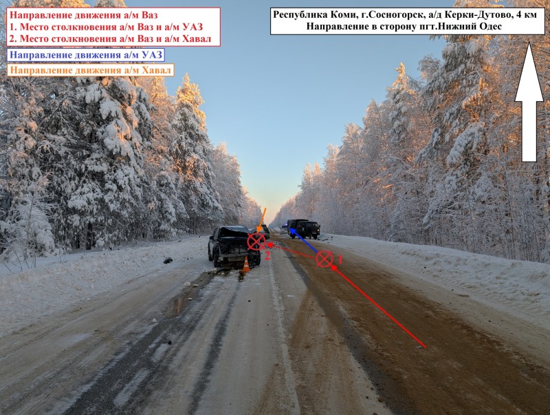 В Коми пожилой водитель спровоцировал двойное ДТП с тремя пострадавшими