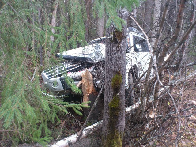 В Коми внедорожник съехал в кювет и врезался в дерево