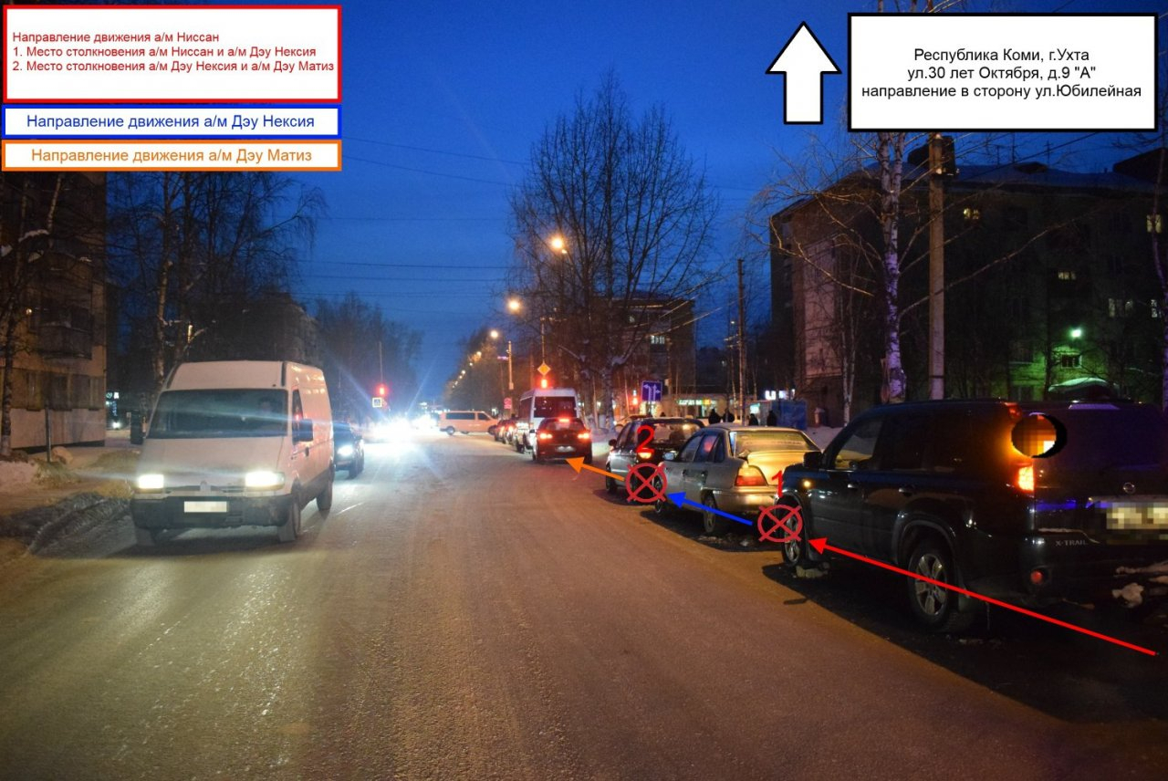 В Коми по вине 20-летнего парня столкнулись два «Дэу» и «Ниссан»