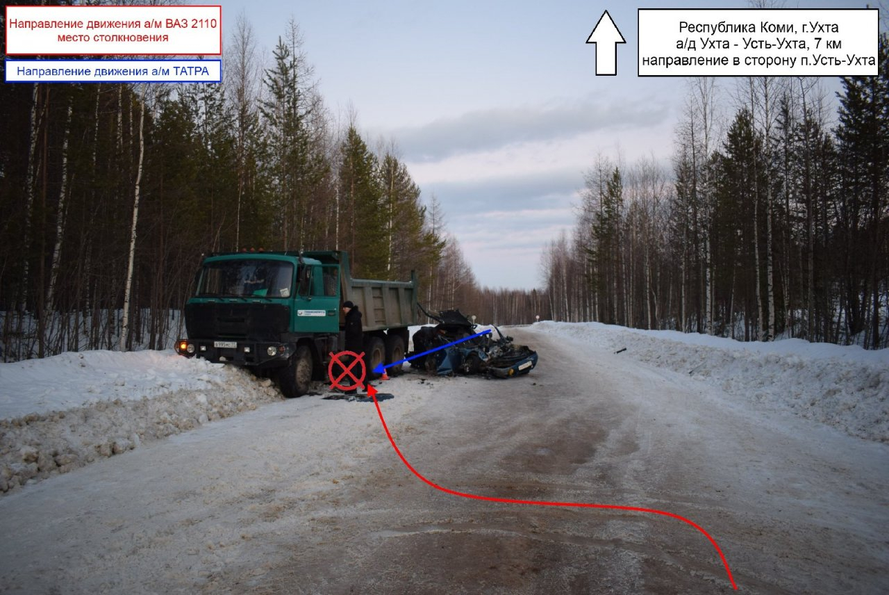 В Коми грузовик превратил легковушку в кучу металлолома